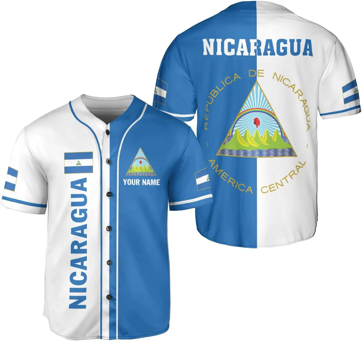 Street Fashion Jersey - Personalized Name Nicaragua Design Patterns 3D