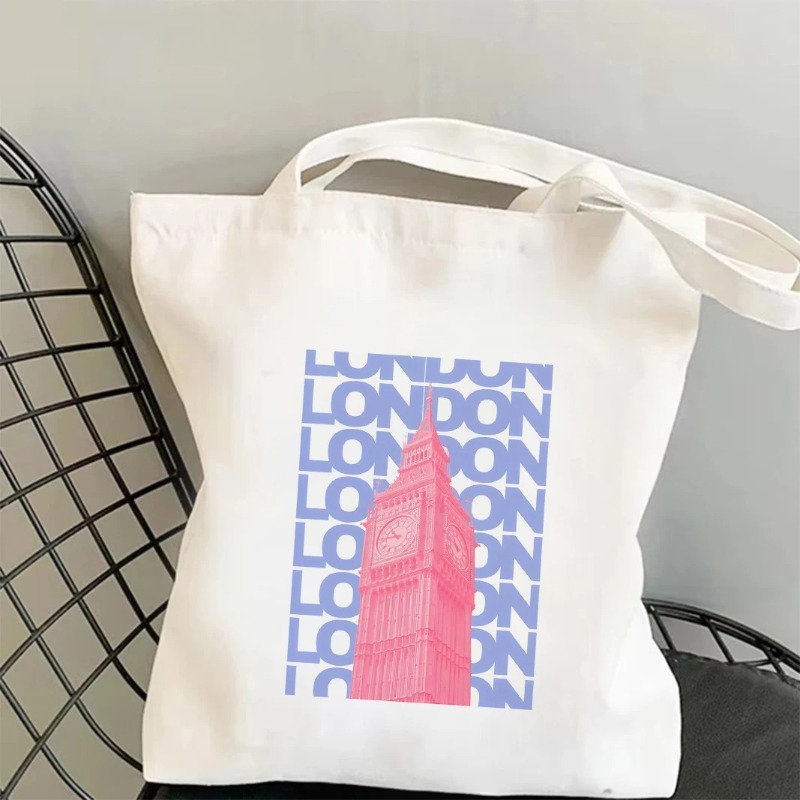 Tote Bag Canvas Print - Chicago London Eiffel Tower Graphic Tote