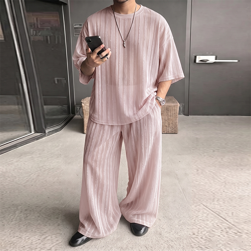Street Summer Fashion - INCERUN Men's Sets Striped See Through