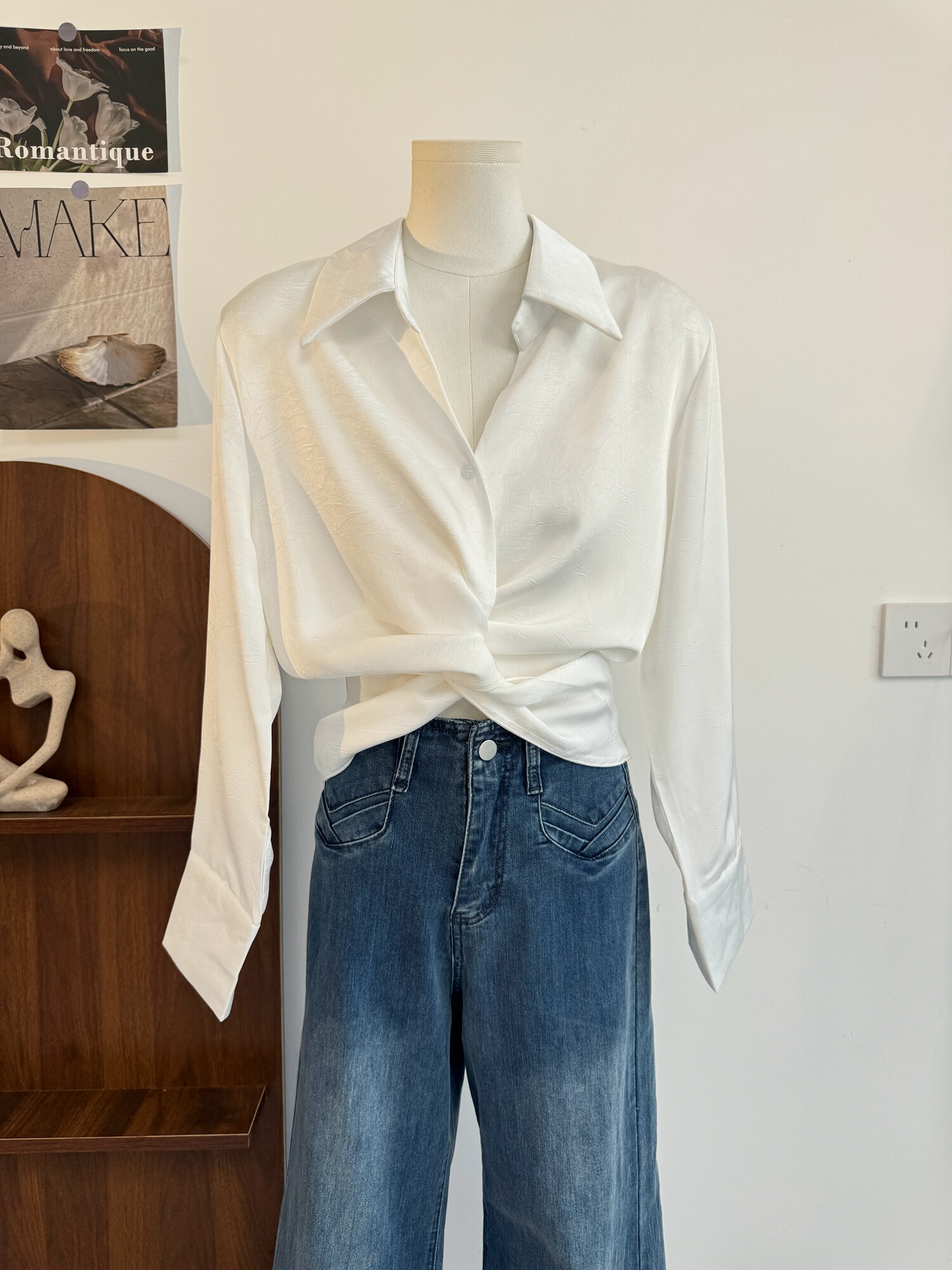Korean Street Fashion Female - Female Satin Lapel Blouse Autumn New