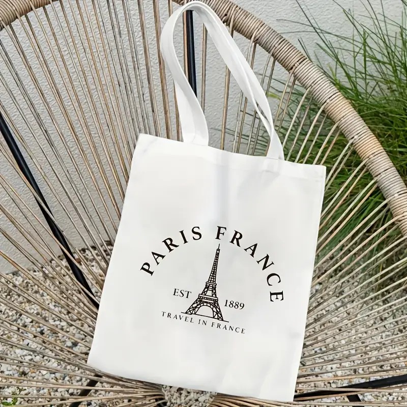 Tote Bag Canvas Print - Paris Travel Tote Bag for Women