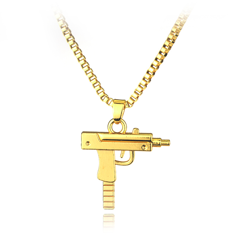 Street Fashion Baggy - Trendy Uzi Gun Shaped Pendant Necklace