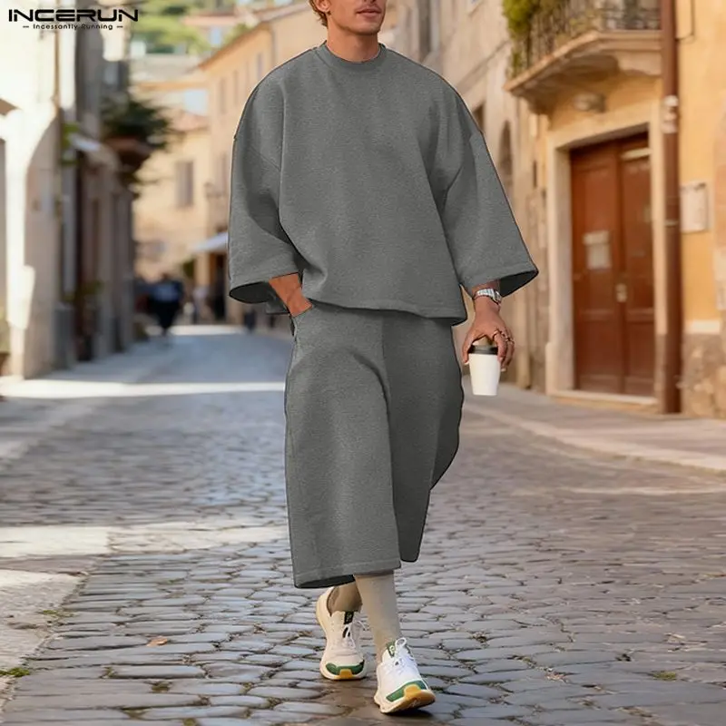 INCERUN Men Sets Solid Color B - đánh giá và giá Street Summer Fashion