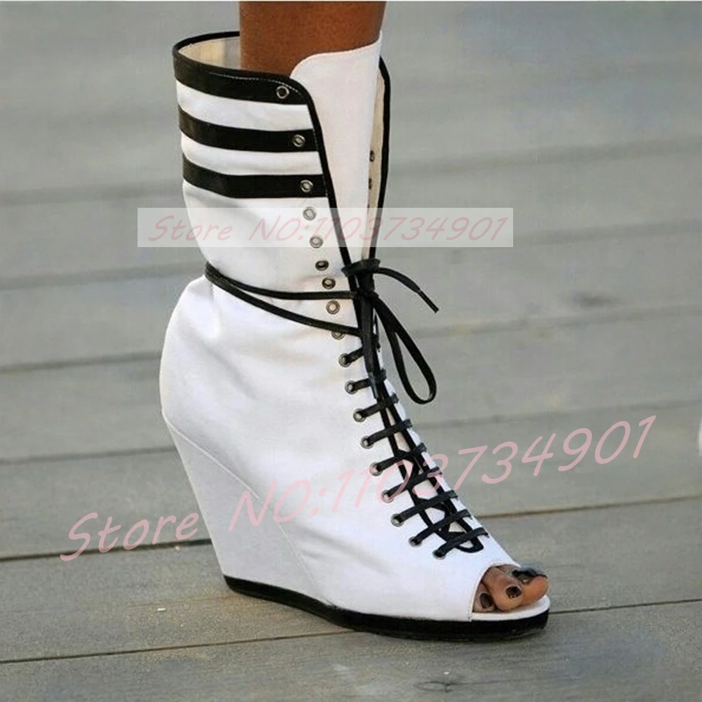 Black Striped Peep Toe Wedges  - đánh giá và giá Street Fashion Events