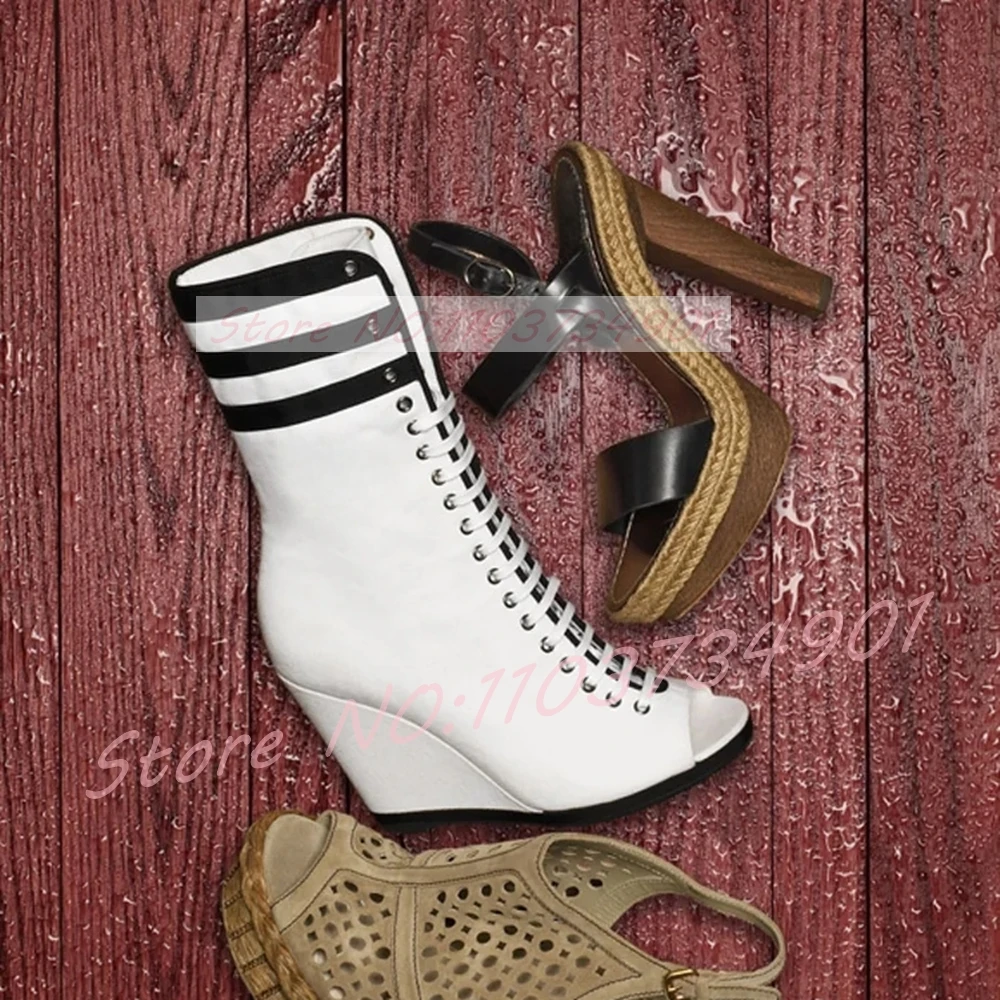 Black Striped Peep Toe Wedges  - đánh giá và giá Street Fashion Events