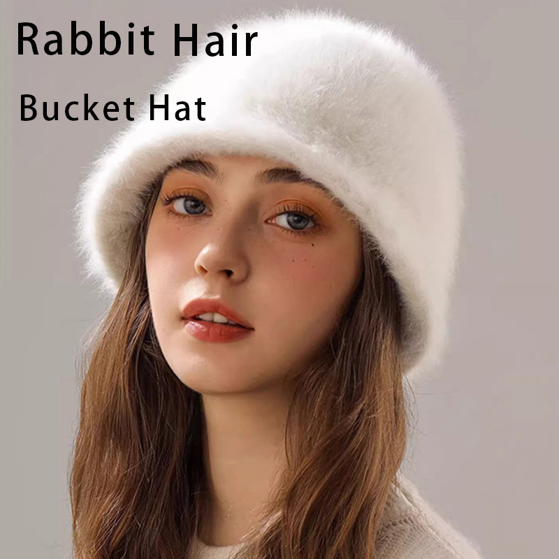 Winter Rabbit Hair Bucket Hat  - đánh giá và giá Street Fashion Russia