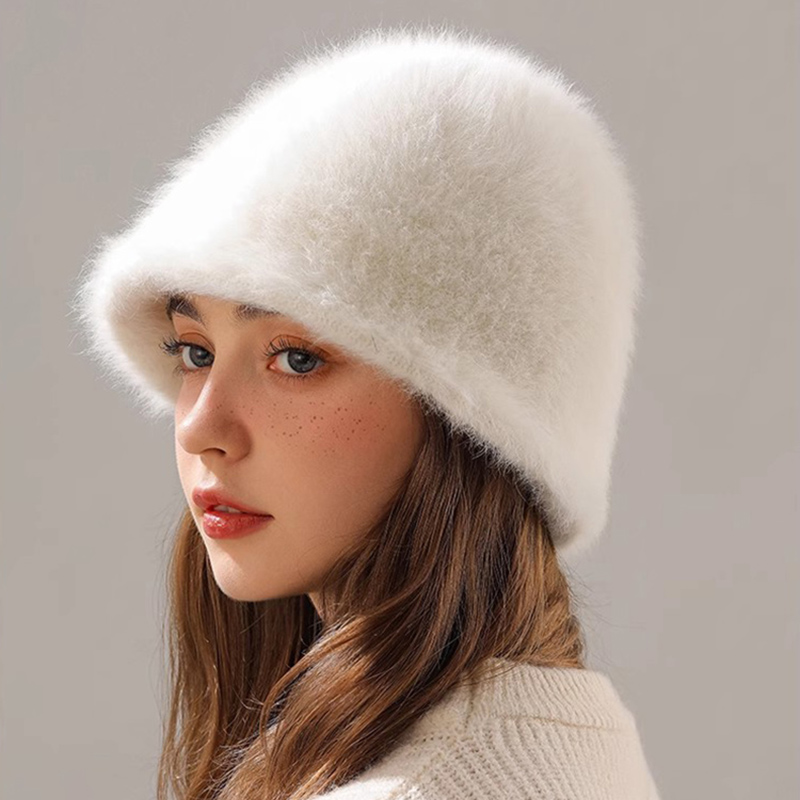 Winter Rabbit Hair Bucket Hat  - đánh giá và giá Street Fashion Russia