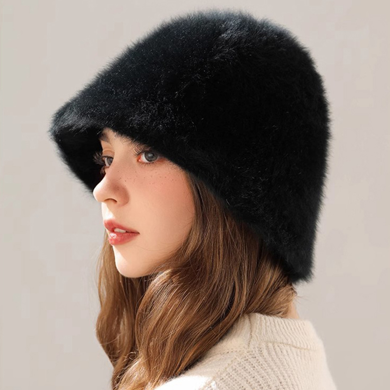 Winter Rabbit Hair Bucket Hat  - đánh giá và giá Street Fashion Russia