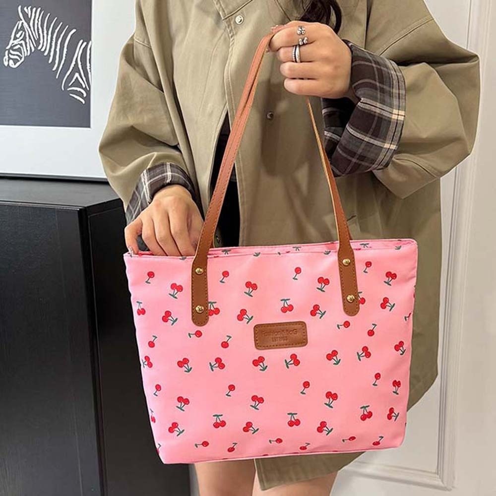 Korean Style Cherry Printed To - đánh giá và giá Tote Bag Canvas Print