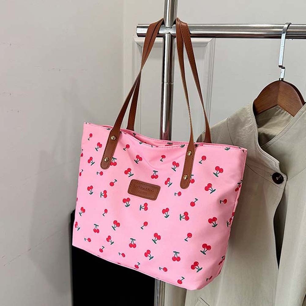Korean Style Cherry Printed To - đánh giá và giá Tote Bag Canvas Print