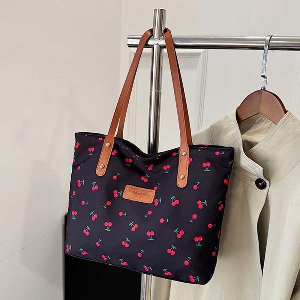 Korean Style Cherry Printed To - đánh giá và giá Tote Bag Canvas Print