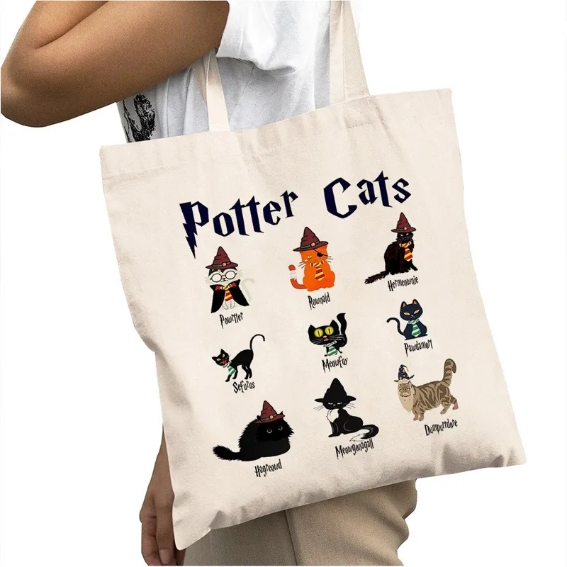 Casual Cartoon Potter Cats Wom - đánh giá và giá Tote Bag Canvas Print