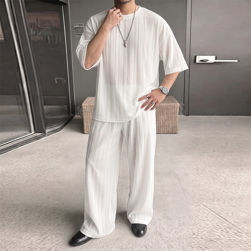 INCERUN Men's Sets Striped See - đánh giá và giá Street Summer Fashion