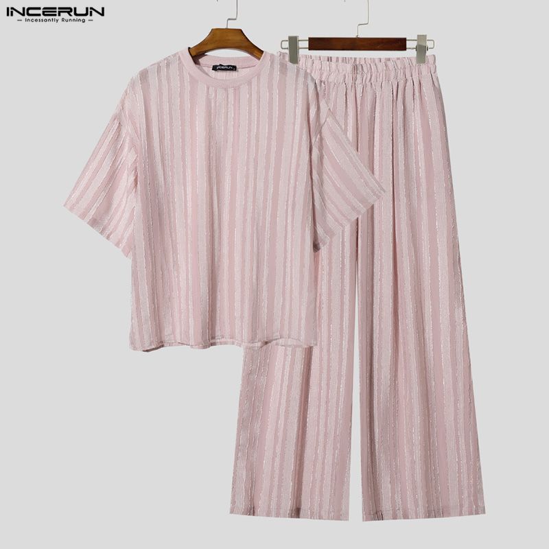INCERUN Men's Sets Striped See - đánh giá và giá Street Summer Fashion