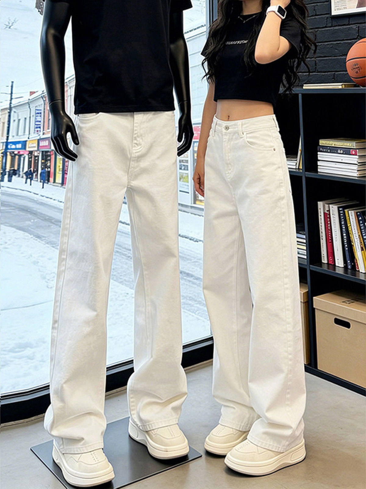 White Vibe Wide Leg Jeans Men  - đánh giá và giá Street Fashion Vibes