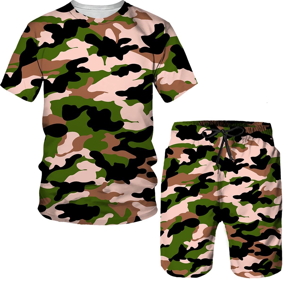 Camouflage Men's Suits Camo 3D - đánh giá và giá Street Summer Fashion