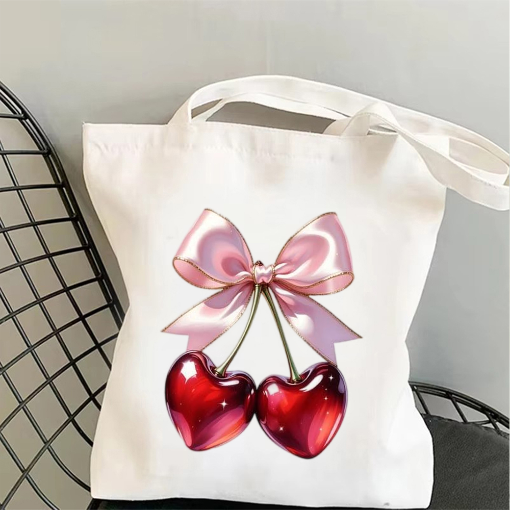 Vintage Pink Bow Cherry Art Ca - đánh giá và giá Tote Bag Canvas Print