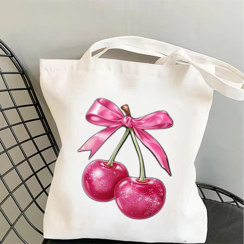 Vintage Pink Bow Cherry Art Ca - đánh giá và giá Tote Bag Canvas Print