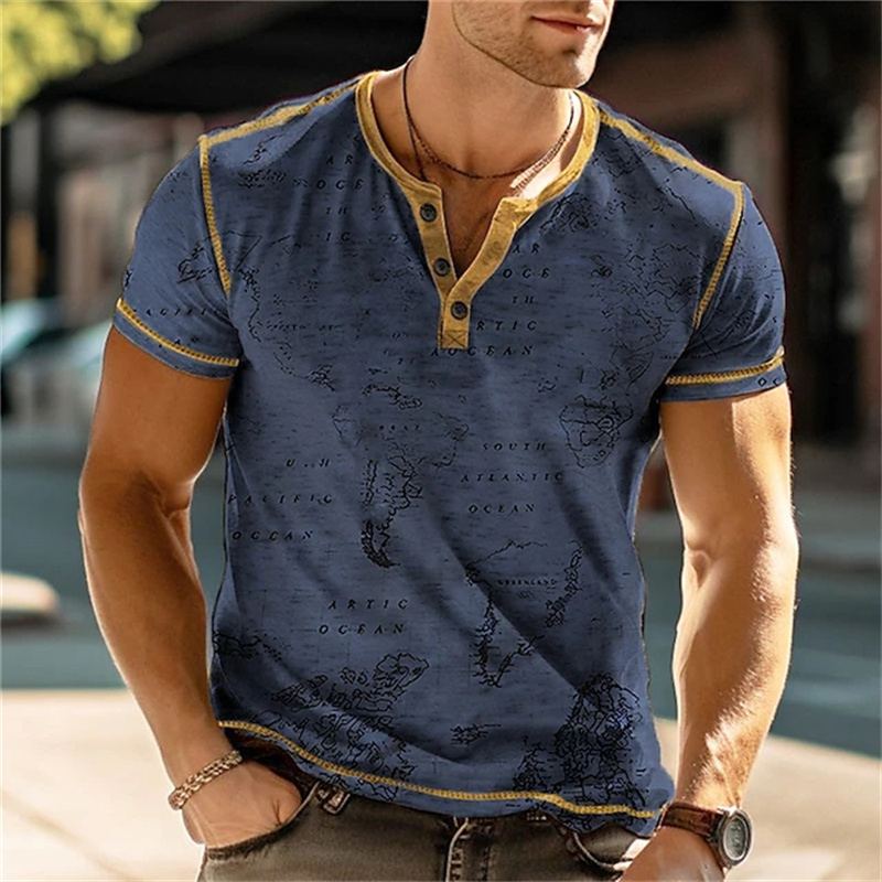 Men's Henry Shirts Funny 3D Pr - đánh giá và giá Street Summer Fashion