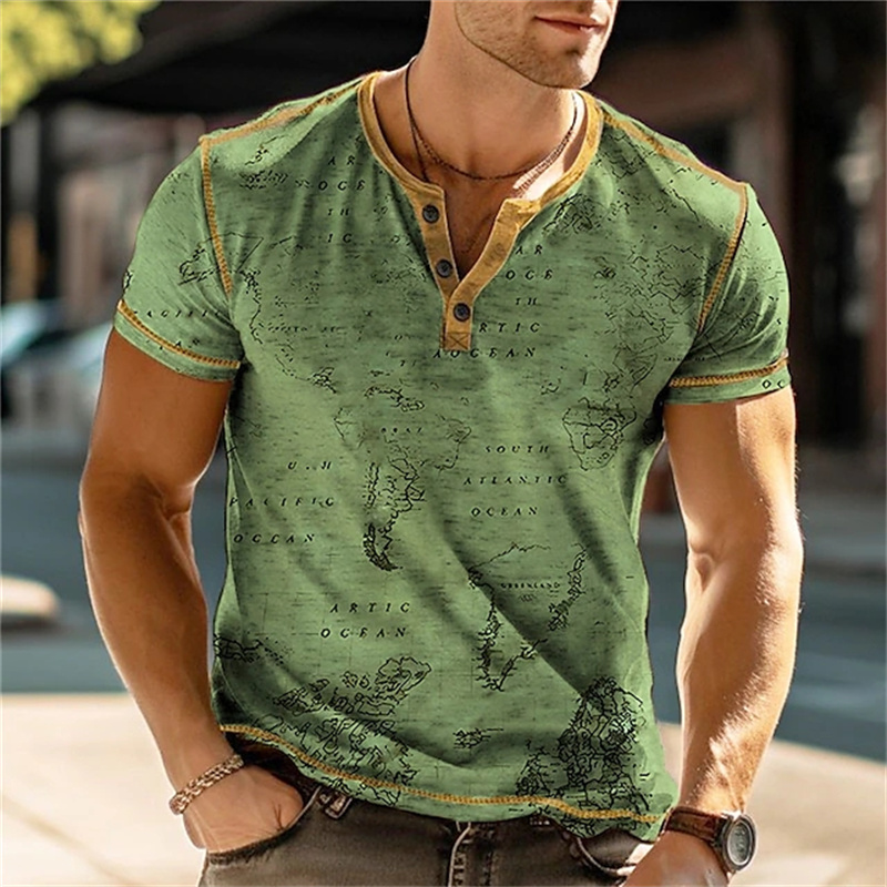 Men's Henry Shirts Funny 3D Pr - đánh giá và giá Street Summer Fashion
