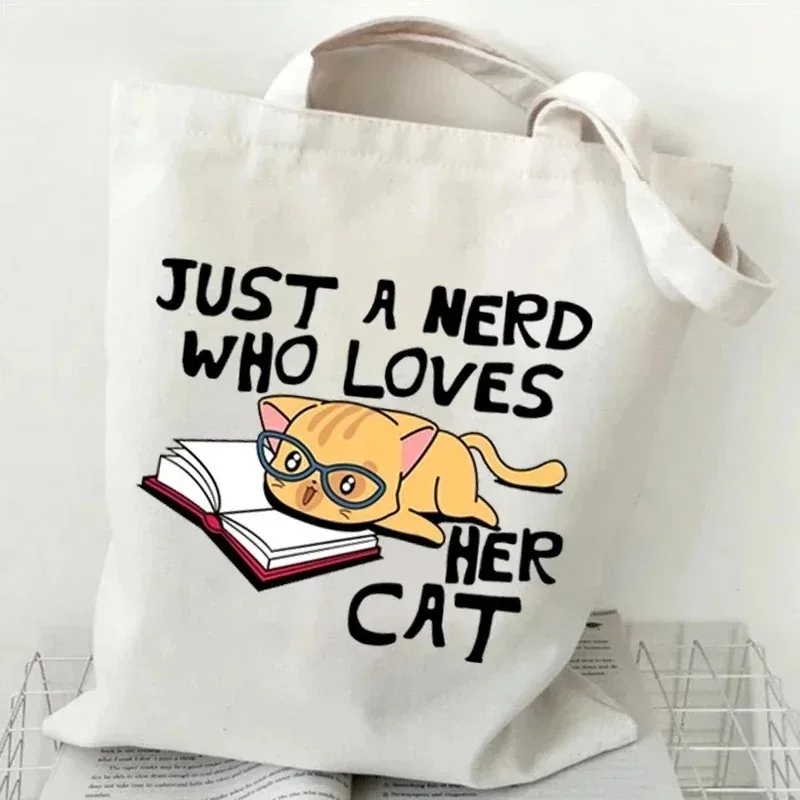 Cat and Book Canvas Handbag La - đánh giá và giá Tote Bag Canvas Print