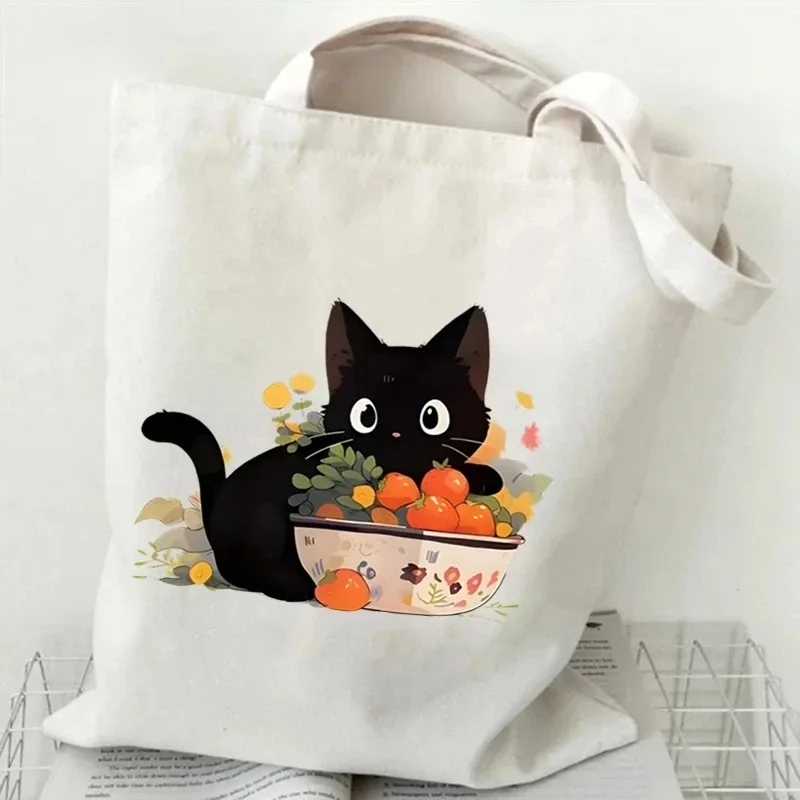 Cat and Book Canvas Handbag La - đánh giá và giá Tote Bag Canvas Print