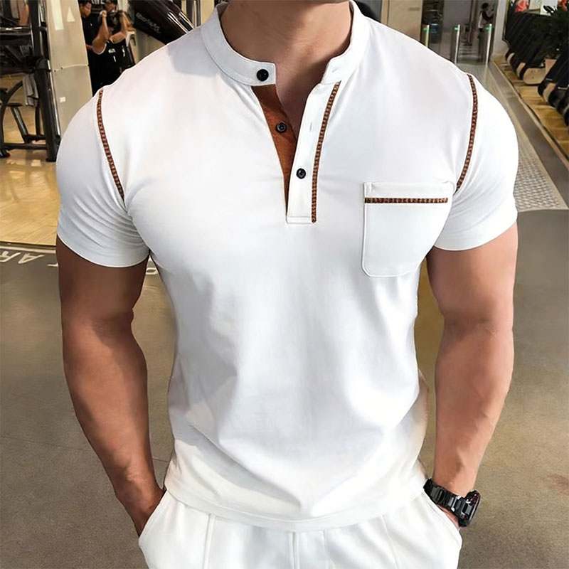 New Summer Men's Henry Collar  - đánh giá và giá Street Summer Fashion